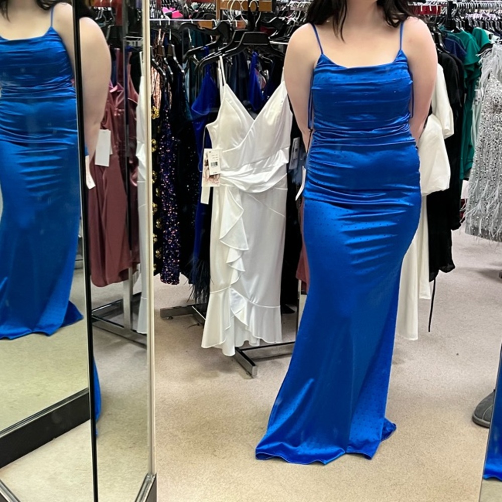 Elegant Blue Satin Dress New!